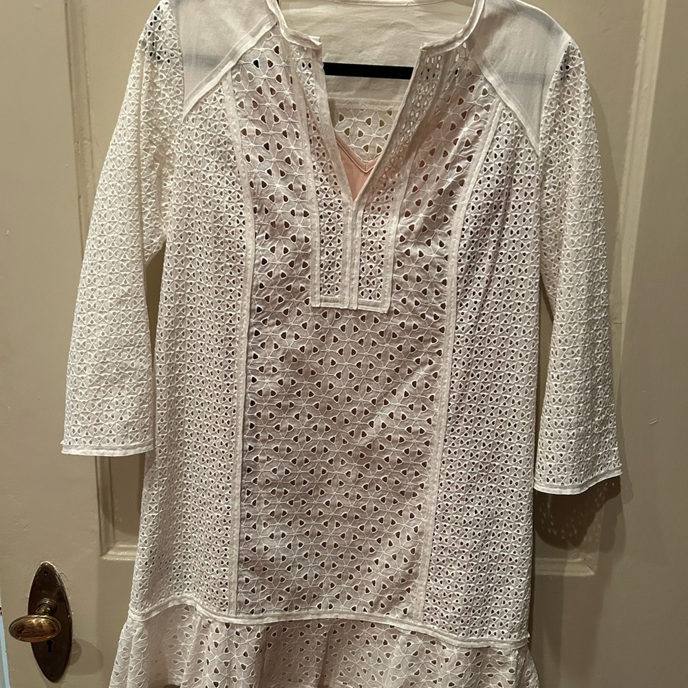 Theory White Crochet Coverup Dress
